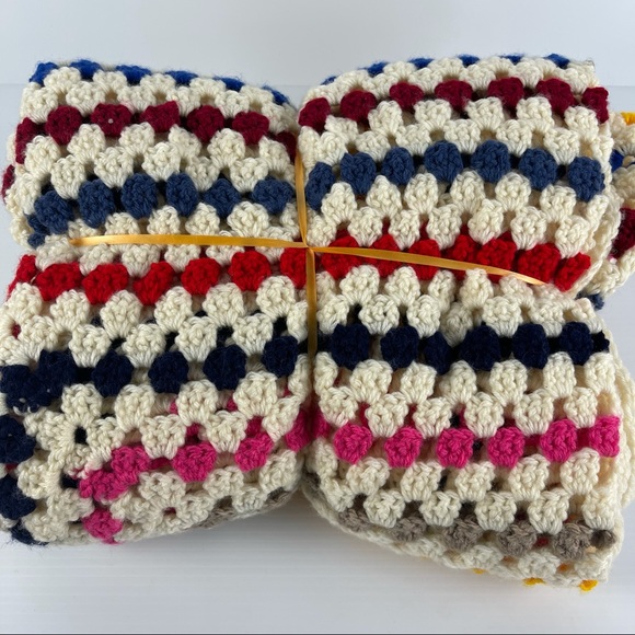 Multi-Colour Crochet Blanket Throw 150 x 150cm - Picture 4 of 8
